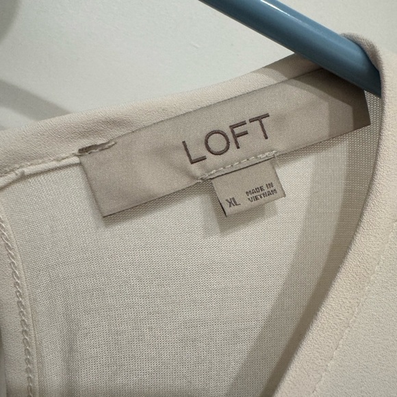 LOFT Cream Ruffled Bib Collar Blouse - Picture 2 of 2